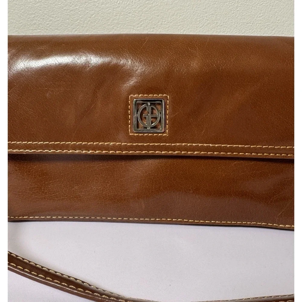 90's GIANI BERNINI‎ Genuine Leather Brown Shoulder Purse/Organizer